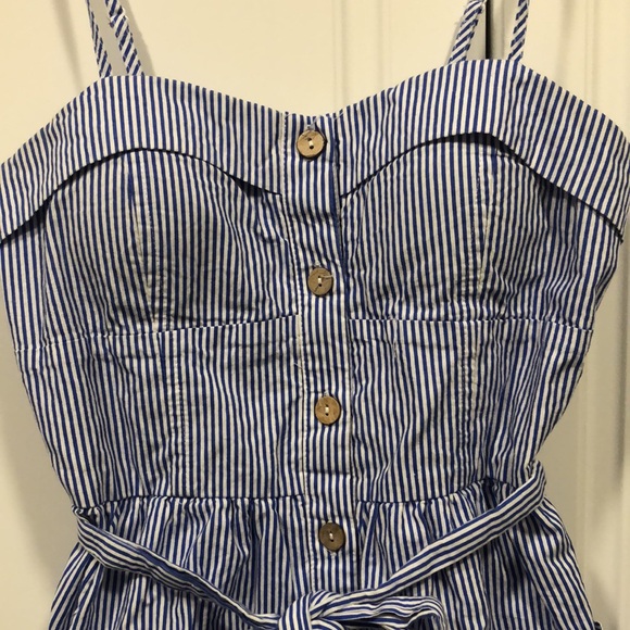 Anthropology Purple Snow dress woman’s medium m blue white pin stripe EUC - Picture 2 of 8